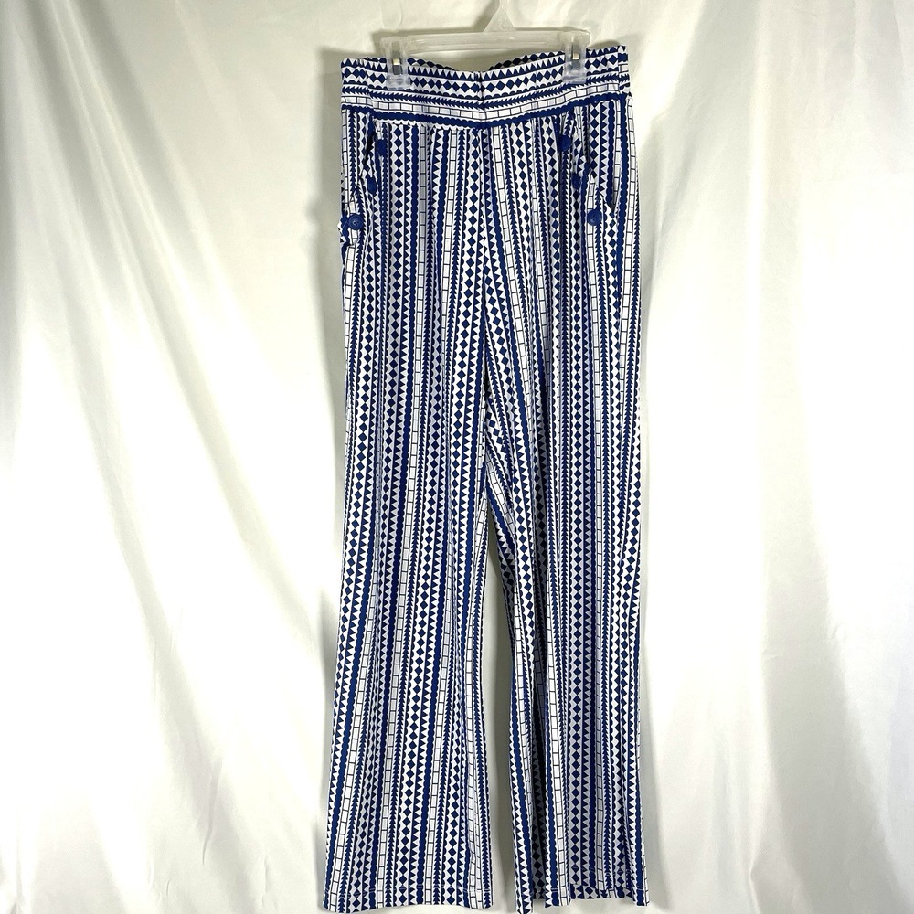 SABRINA LAUREN pants womens m dress pants wide leg stretch fit geometric buttons